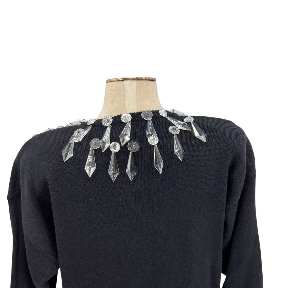 Bonnie Boerer Vintage Sweater Crystal‎ Embellishments Black Size Medium - Picture 7 of 10